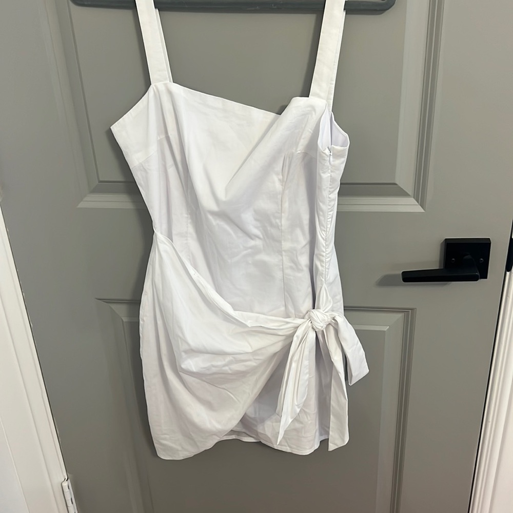 Superdown white bodycon wrap mini dress